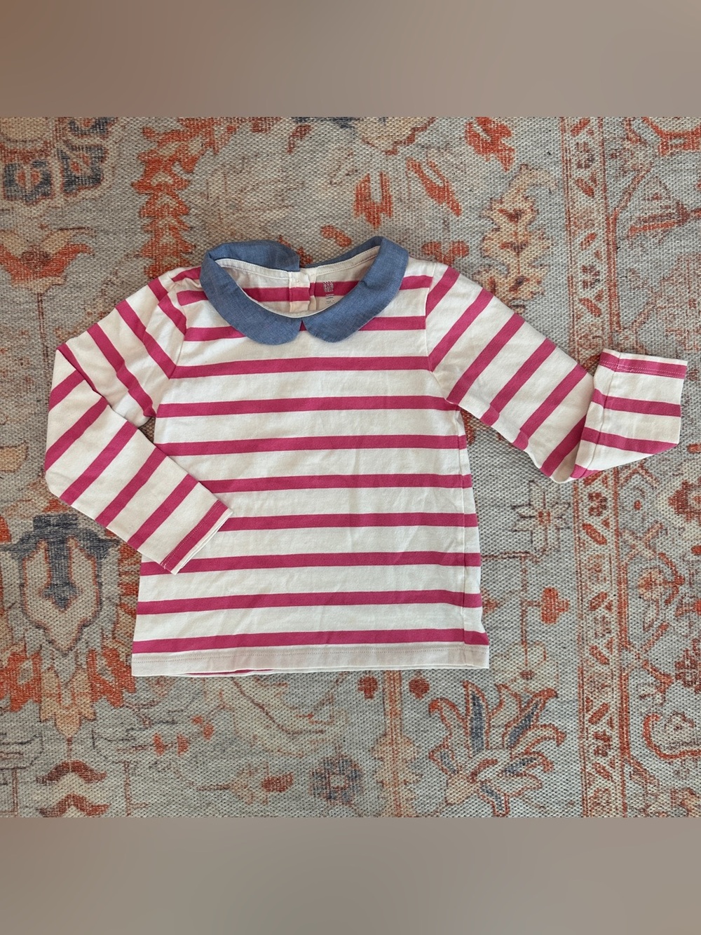 Baby Gap Pink Striped Peter Pan Collar Top Girls 5T
